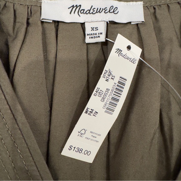 Madewell Puff-Sleeve Midi Dress in Poplin • size xs • NT402 • NWT - Picture 9 of 16